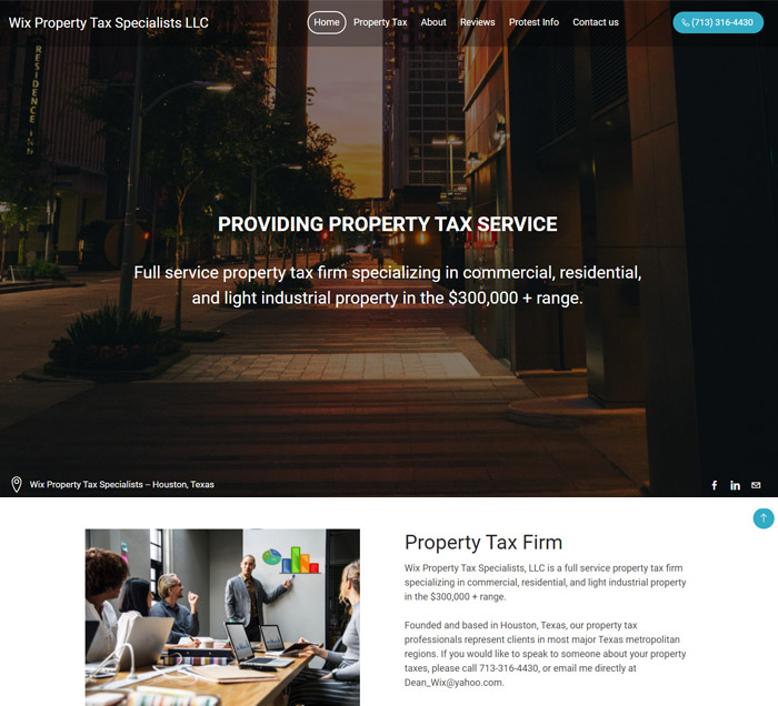 Website design for Wix Property Tax Specialist