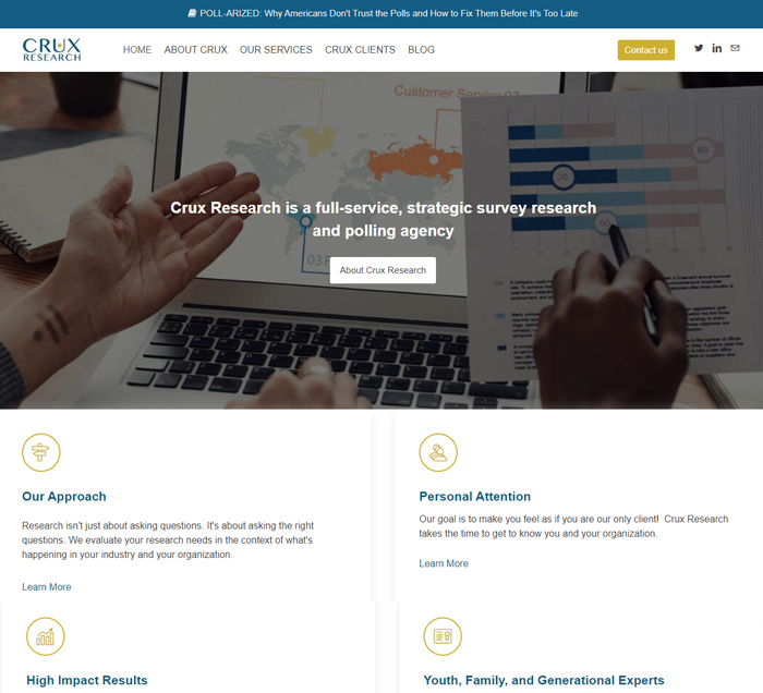 Crux research website redesign portfolio item