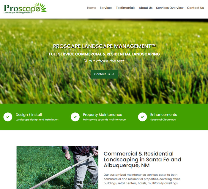 Proscape landscape management website redesign by Weebly Expert