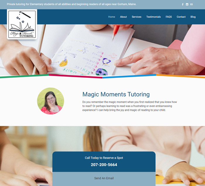 Magic moments tutoring website design and created by Weebly Experts