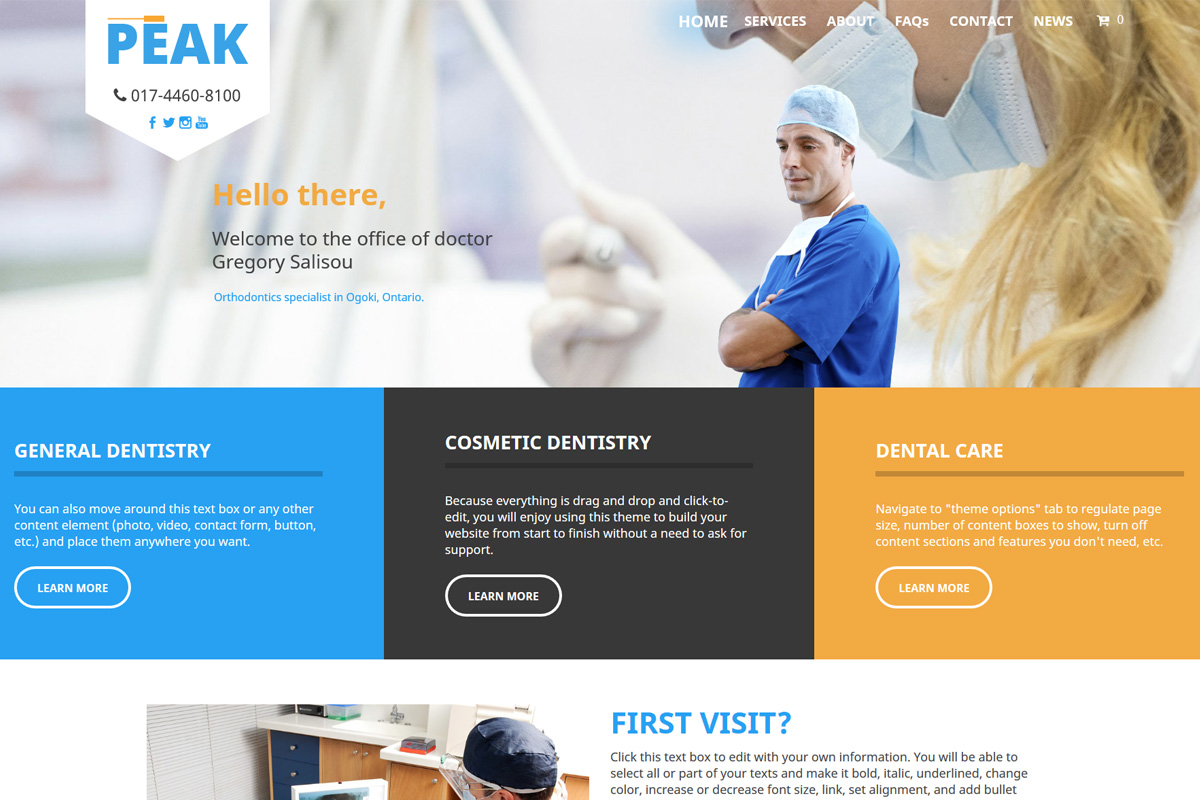 weebly template - peak dentist theme