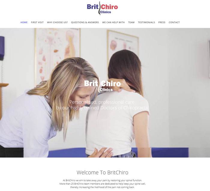 Britchiro - chiropractor weebly website design