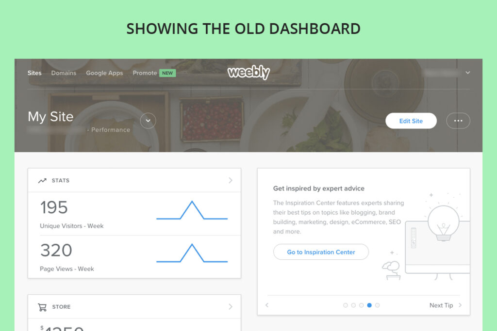 old weebly dashboard, weebly website dashboard old