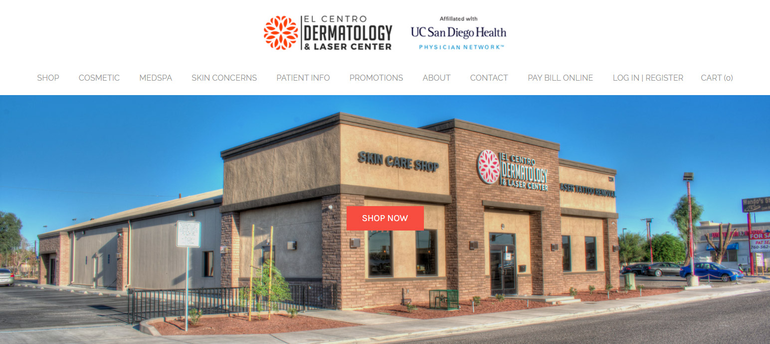 El Centro Dermatology Website header customization