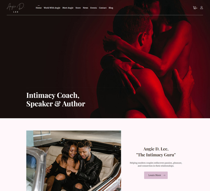 Angie D. Lee website for intimacy coaching and author designed and build by Weebly Expert