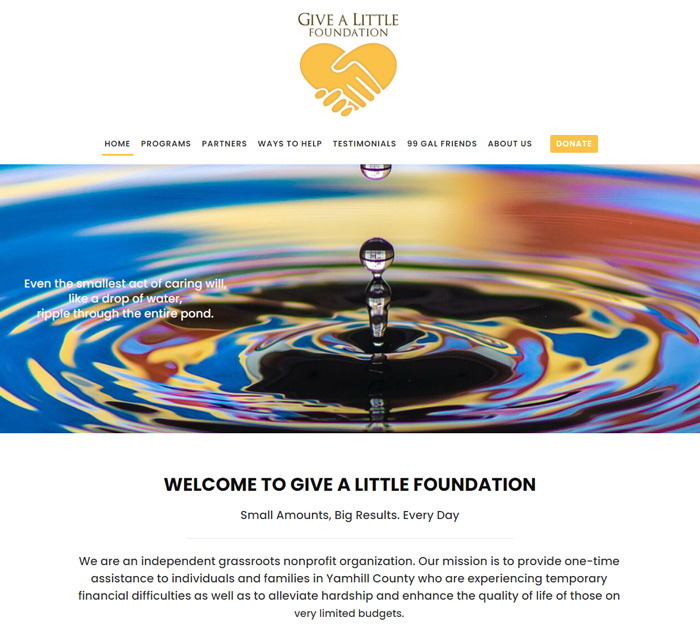 Give a Little Foundation website for nonprofit. A modern charity website created by Weebly Expert