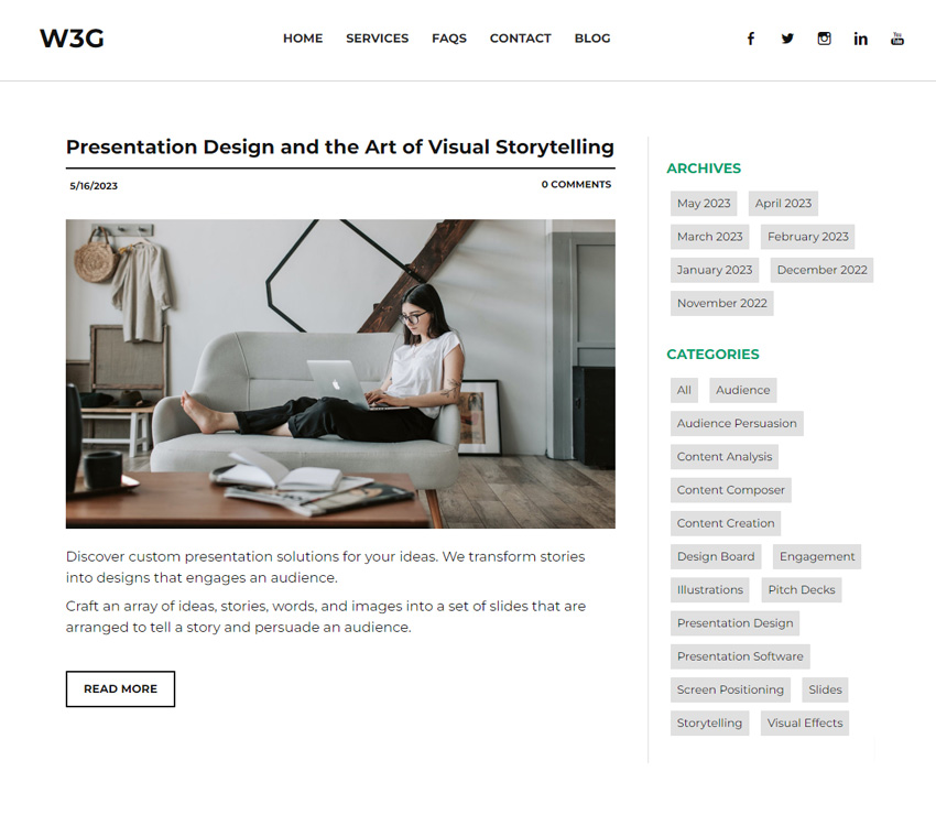 Find and a images blog posts of Weebly website