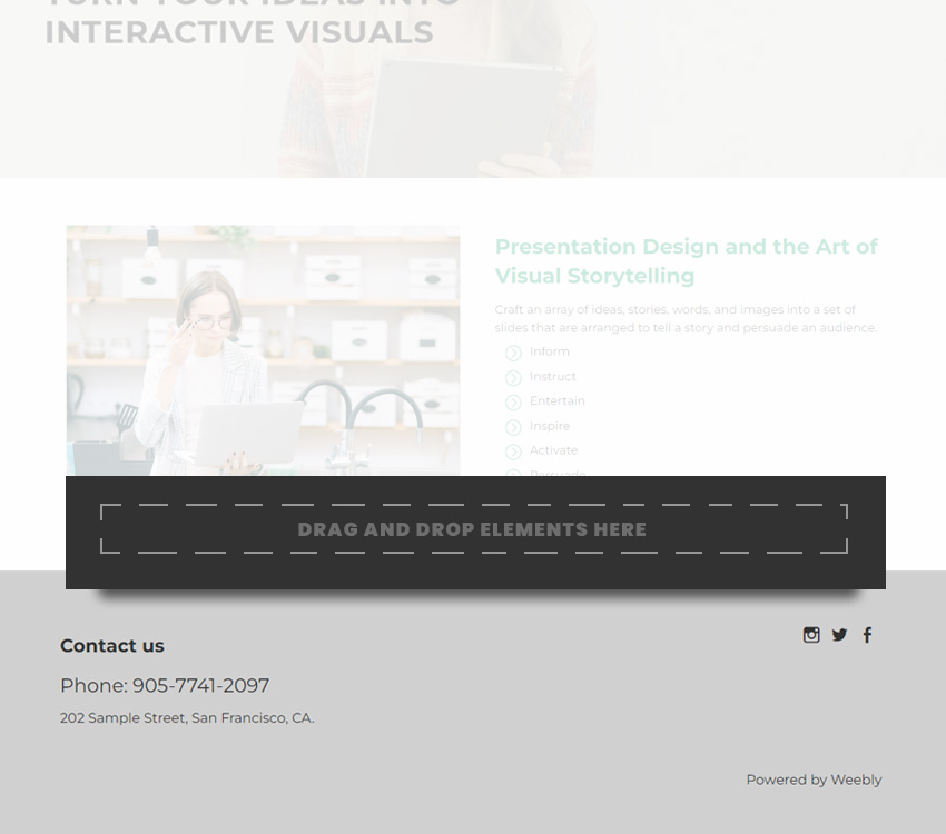 Add content box to weebly footer