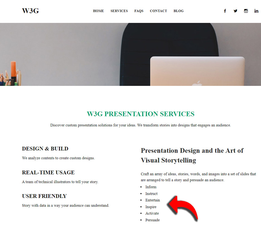 Style weebly paragraph bullet points