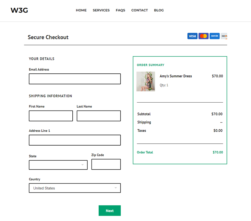 Design and customize Weebly checkout store page