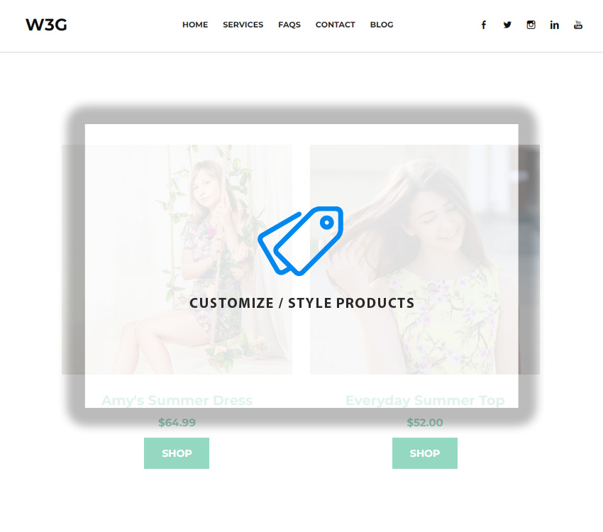 Design, style and customize Weebly product element