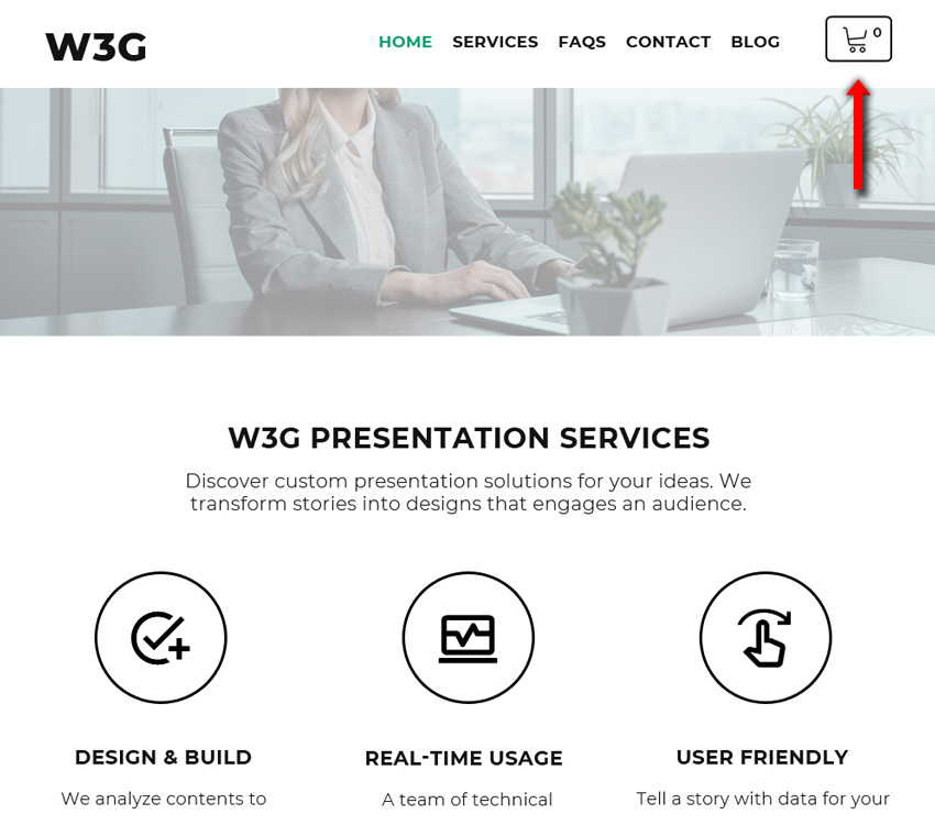 Style cart on weebly website