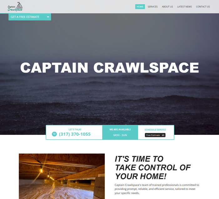 Captain Crawlspace handyman website created and design by Weebly Expert