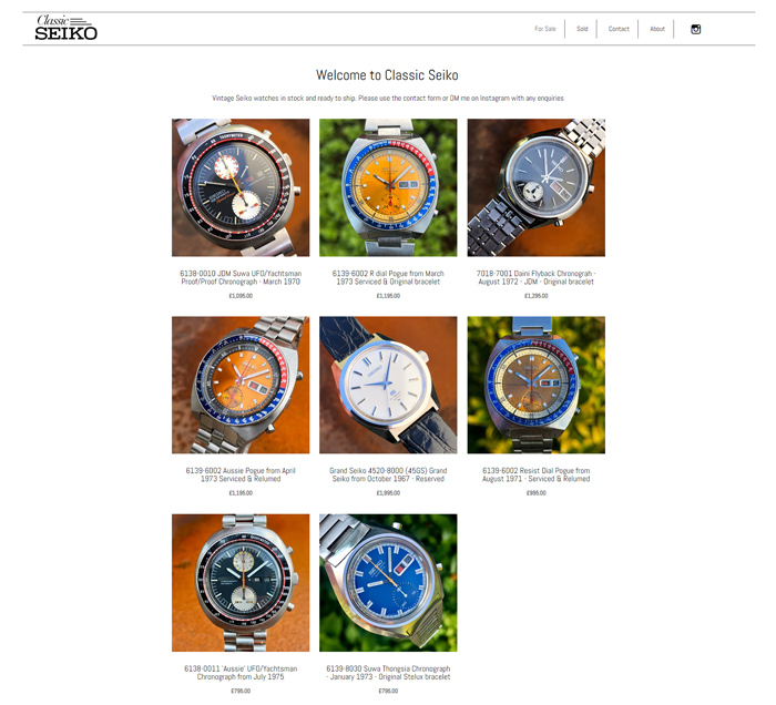 Classic Seiko e-commerce online store by Weebly Expert