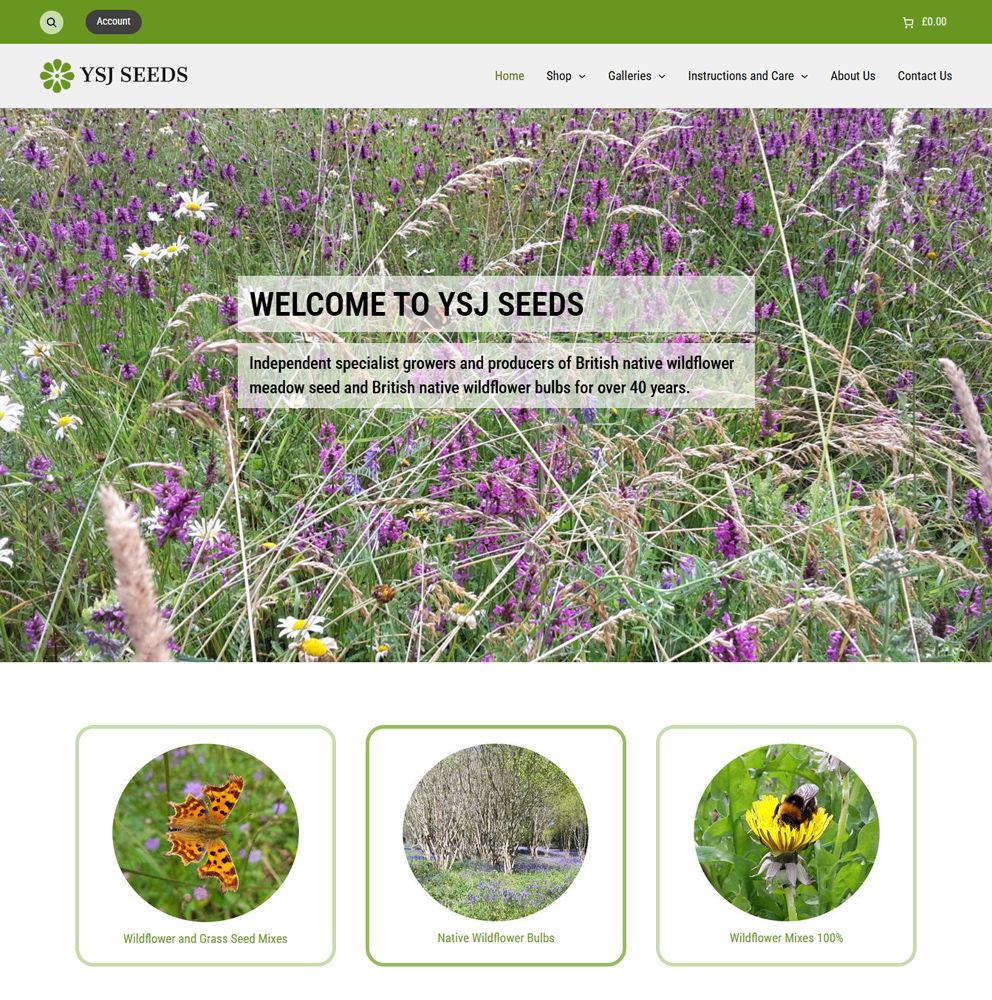 YSJ Seeds uk Weebly website and store migrated to WordPress and redesigned