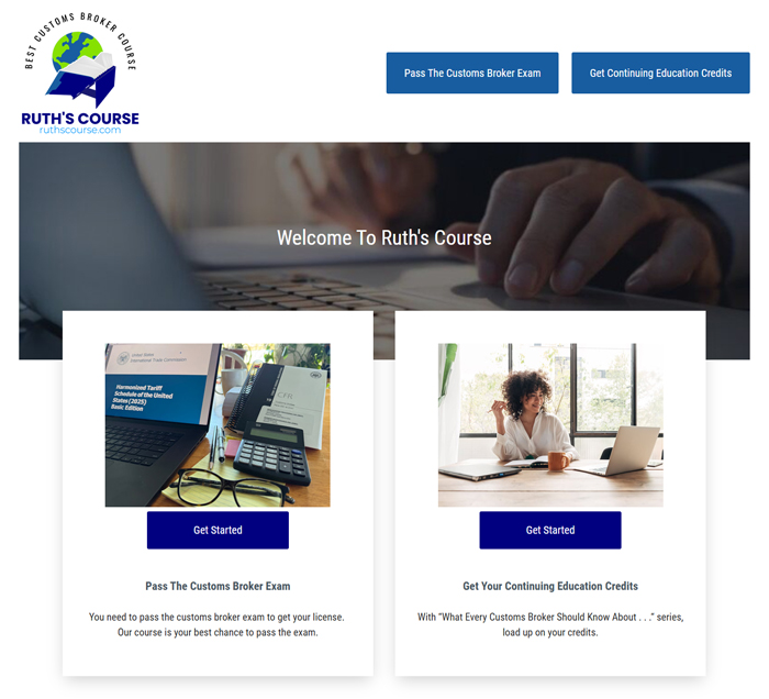 Ruths Course customs broker examination website