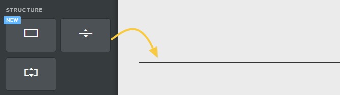 Shows Weebly divider element being dragged to content area