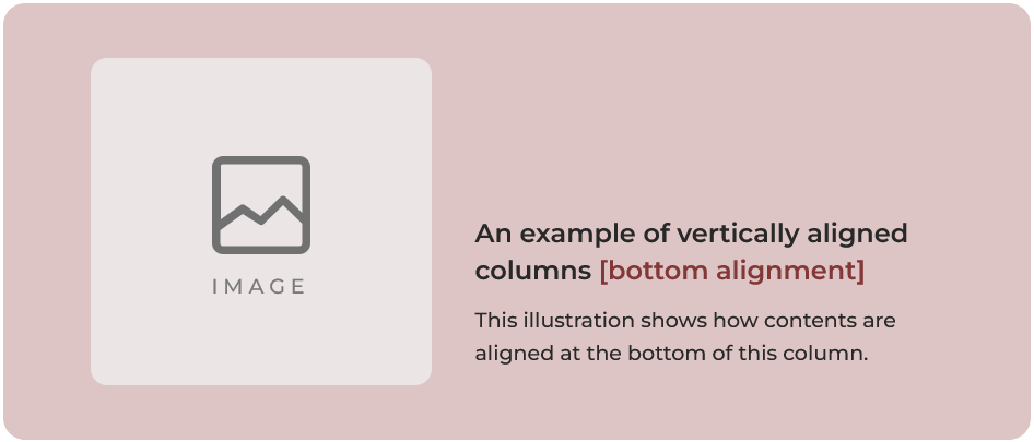 Illustrates Weebly columns elements vertically aligned at the bottom of the column
