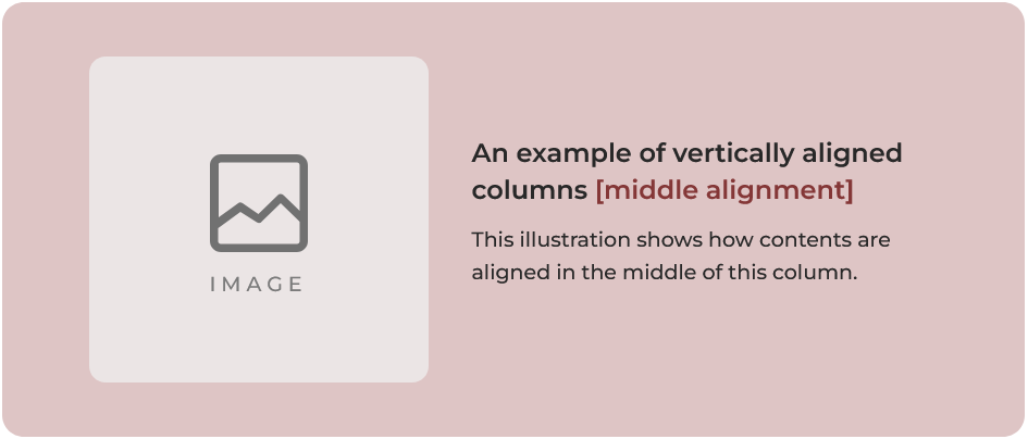 Shows Weebly columns contents vertically aligned in the middle