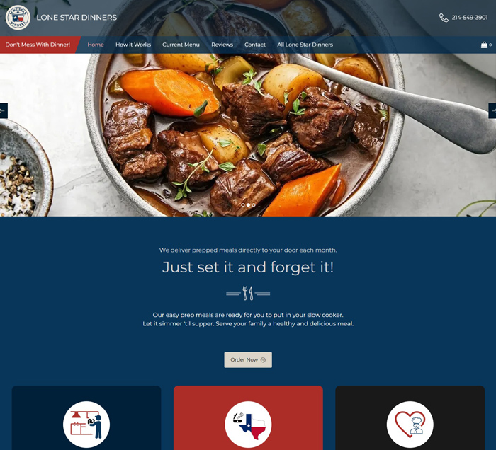 Lone Star Dinners Restaurant website made with Weebly