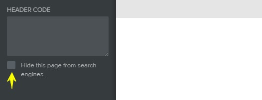 Screenshot showing where to hide site from search engines on individual Weebly pages