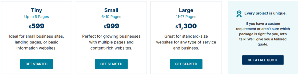 Move Weebly Site pricing plans showing the cost to migrate a Weebly website to another platform