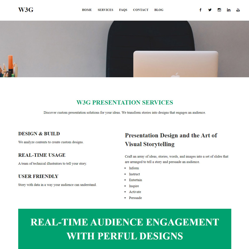 Format and clean up a Weebly website page to look modern and professional
