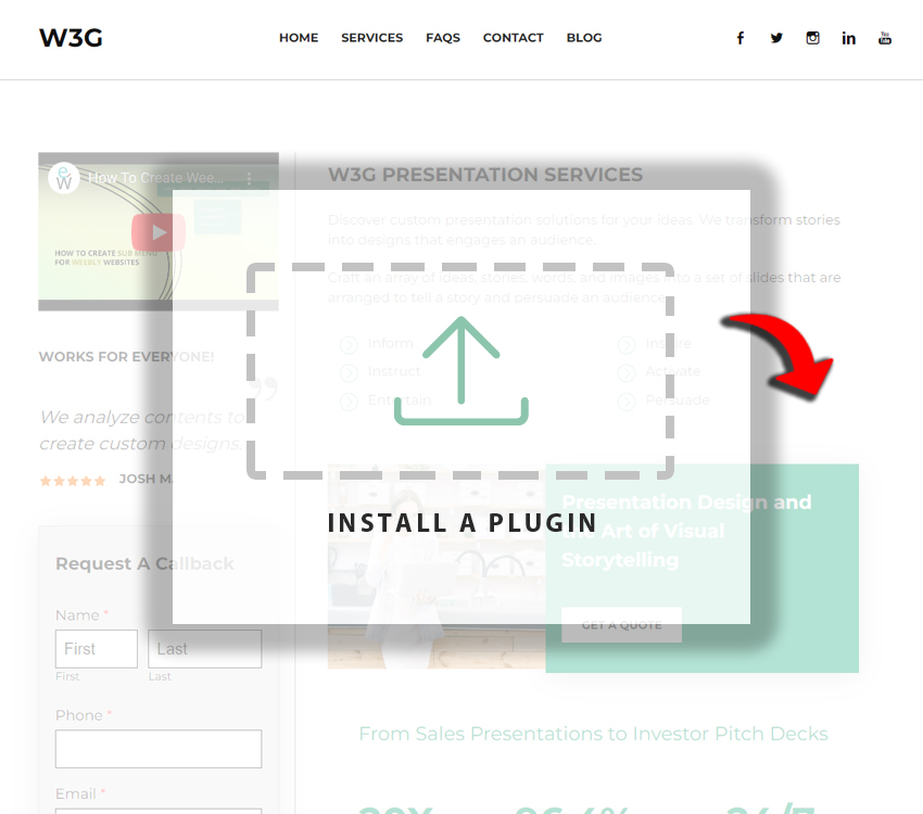 Install or upload a plugin for Weebly website